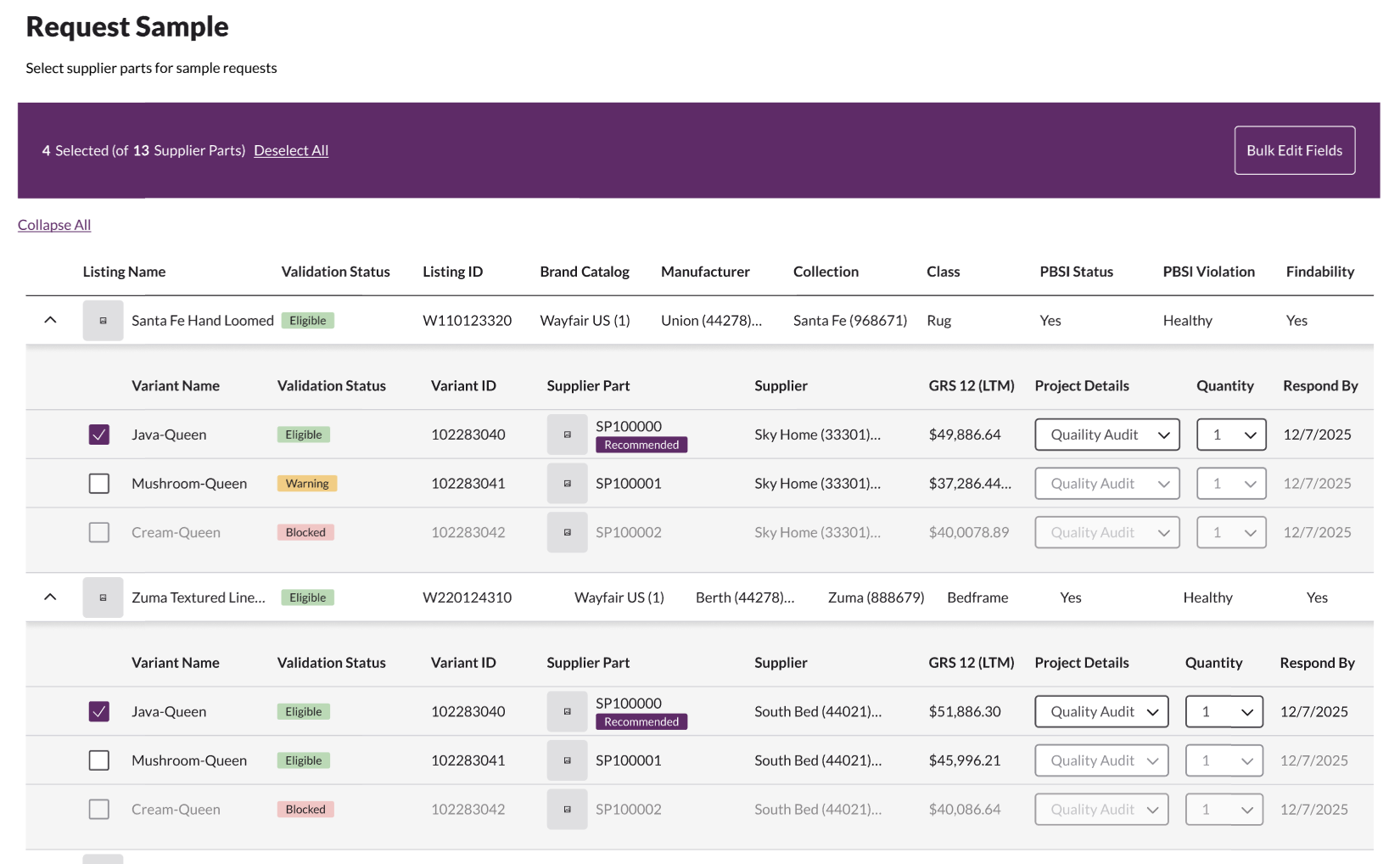 Exploded Variant View