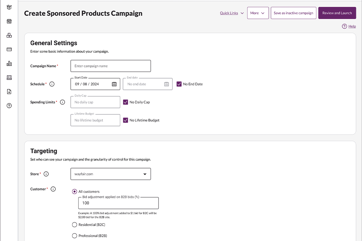 Long-form configuration
